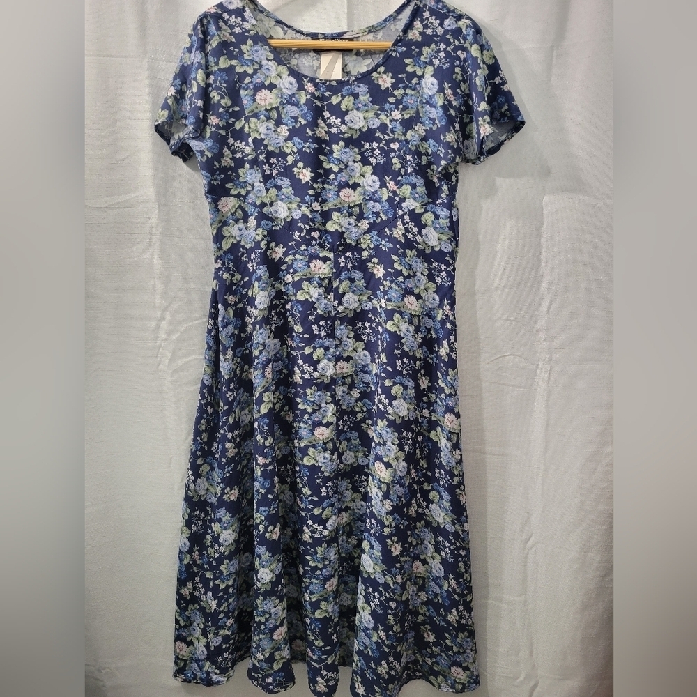 Vintage All That Jazz Floral Blue Dress Size 9